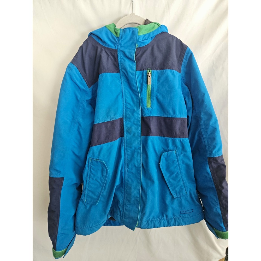 Lands' End Squall Kids 10-12 Ski Jacket Colorblock Blue/Green Waterproof